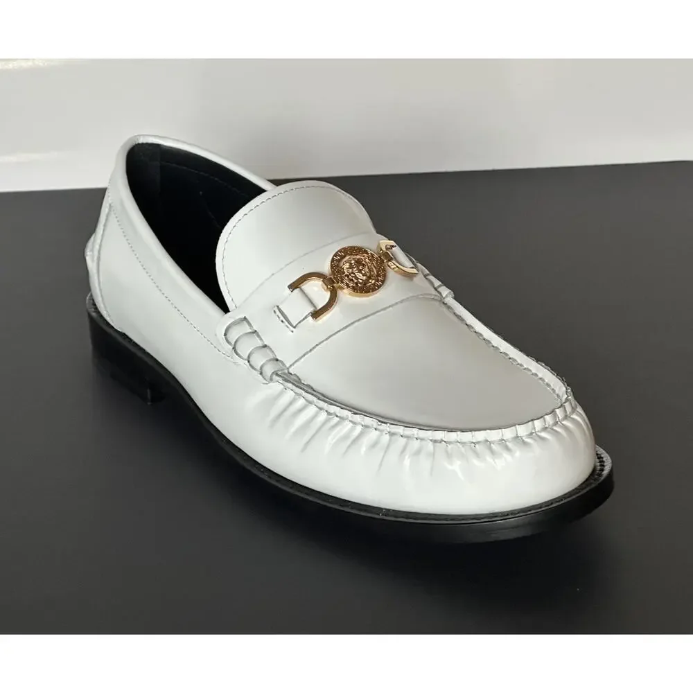VERSACE Men's Medusa White Leather Loafers 9.5 US (42.5 Eu) 1013592 IT NIB $775